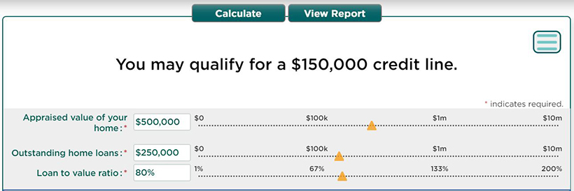 home equity calculator screen shot