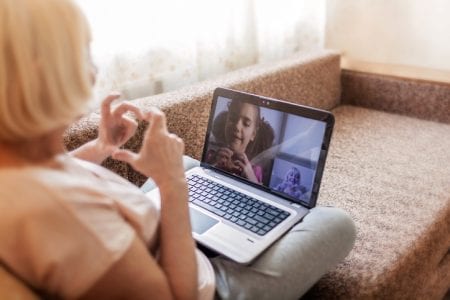 video chat call grandmother and girl