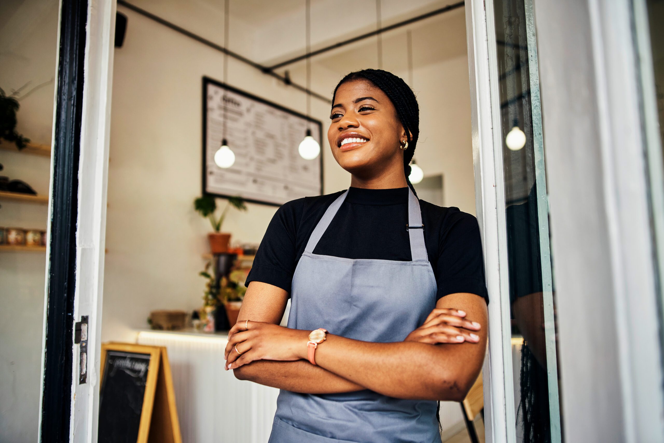 Coffee shop owner excited for the day ahead