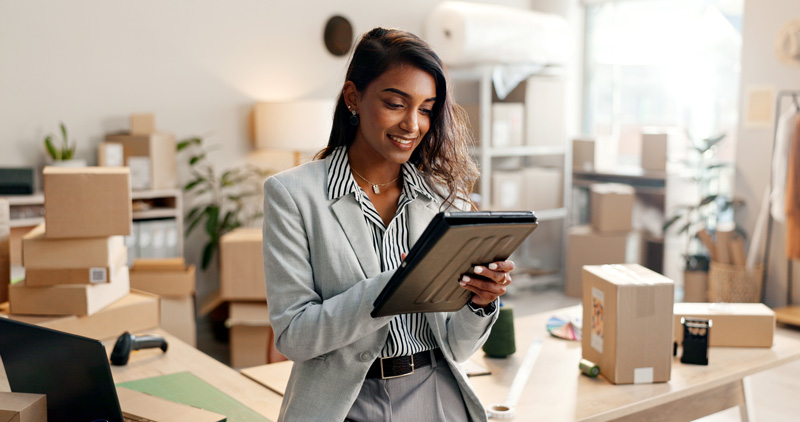 Business woman excited to open her business