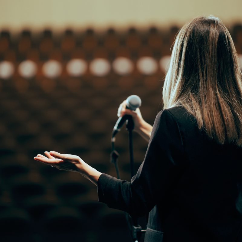 Motivational Speaker Rehearsing Presentation
